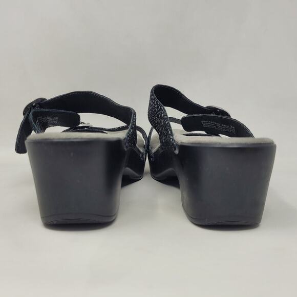Dansko Sandals EU38 US8 Black Shagreen Sophie Leather Slides Heeled Slip On - Picture 7 of 11